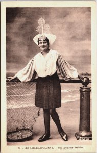 France Les Sables D'Olonne Une Gracieuse Sablaise Lady Vintage Postcard C185
