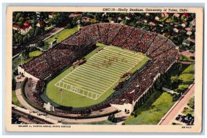 Tulsa Oklahoma Postcard Skelly Stadium University Tulsa Aerial View 1951 Vintage