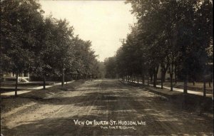 Hudson Wisconsin WI Fourth St. c1910 Real Photo Postcard
