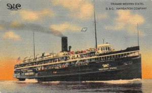 CRUISE STEAMER SHIP WESTERN STATES  D&C Navigation Company  1945 Linen Postcard