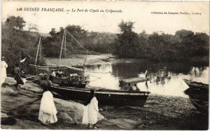 PC COYAB LE PORT AU CREPUSCULE ETHNIC TYPES GRENCH GUINEA (a29187)