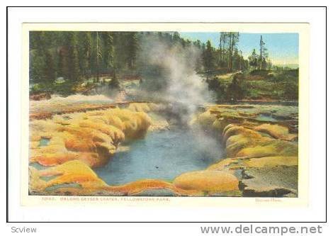 View of the Oblong Geyser Crater, Yellowstone Park, Yellowstone, Wyoming, 30-40s