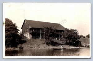 J87/ Akron Ohio RPPC Postcard c'42 Park Pavilion Lake Canoe Boat House 179