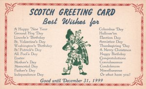 Vintage Postcard 1900's Scotch Greeting Card Best Wishes For Good Until Dec 31