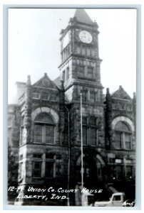 c1950's Union Co. Court House Tower Clock Liberty Indiana IN RPPC Photo Postcard