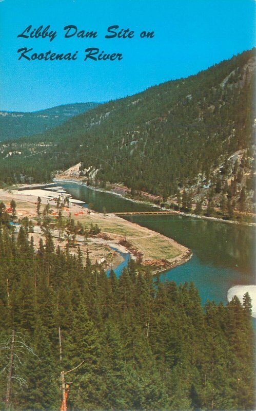 Montana Libby Dam Site on Kootenal River Chrome Postcard Unused