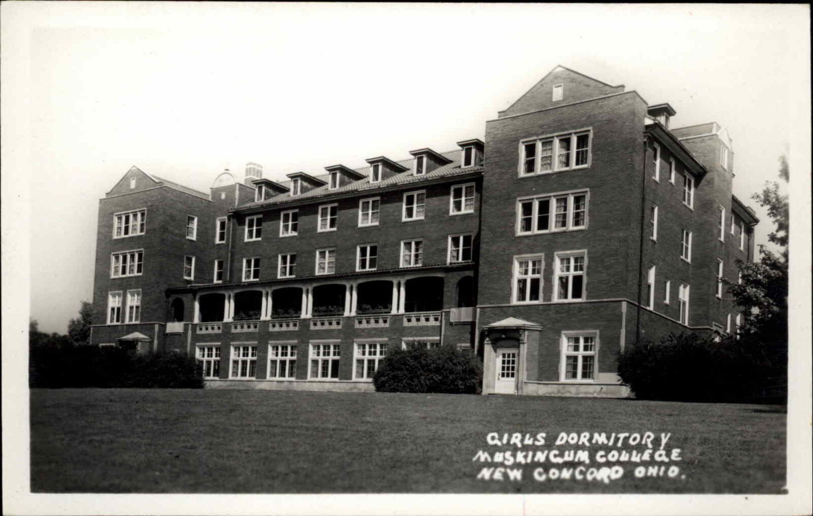 New Concord Ohio OH Muskingum College Girls Dorm Real Photo Vintage