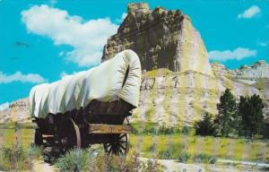 Nebraska Conestoga Wagon and Eagle Rock At Scotts Bluff National Monument