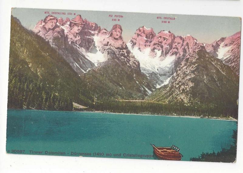 Italy Alps Tirol Durrensee Cristallogruppe Vintage Postcard