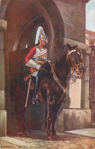 British military guards uniform life guard sentry horse armour London Whitehall