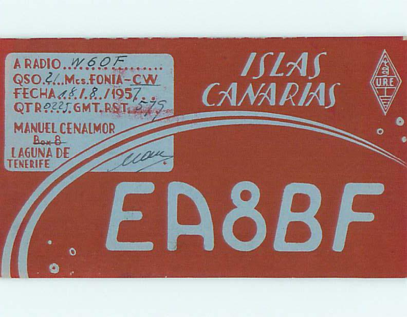 1957 vintage QSL HAM RADIO CARD Canary Islands SPAIN TERRITORY t1852