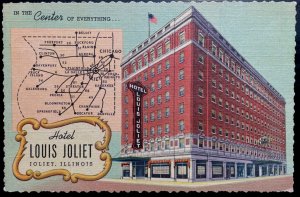 Vintage Postcard 1941 Hotel Louis Joliet, Joliet, Illinois (IL)