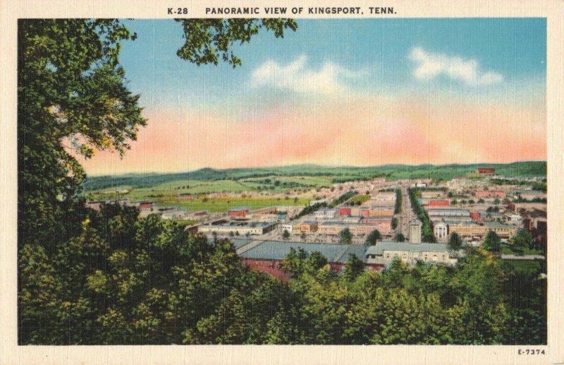 Panoramic View of Kingsport, Tenn. Linen Postcard