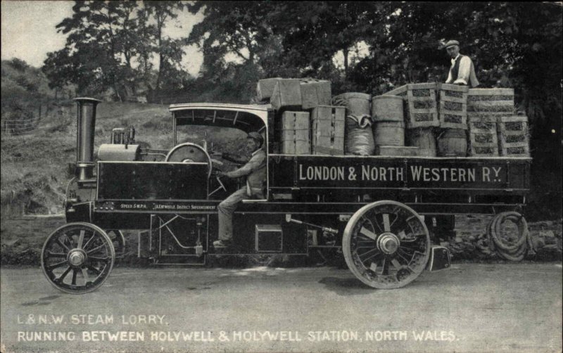 Early Steam Engine Truck L&NW Steam Lorry Holywell North Wales psotcard