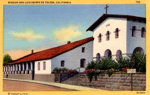 San Luis Obispo, California - The Mission Luis Obispo de Tolosa - in the 1940s