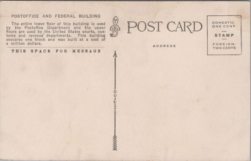 Federal Building Post Office Los Angeles California Postcard C095