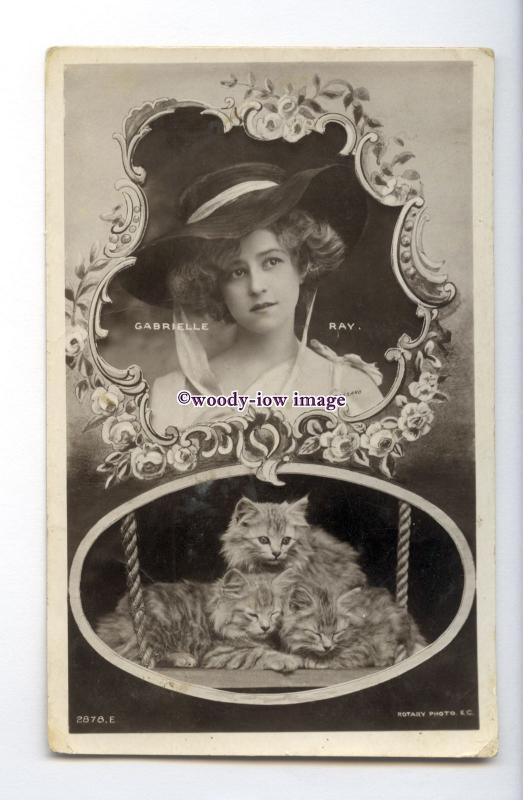 b5886 - Stage Actress - Gabrielle Ray / Two Kittens, No.R.2878 E- postcard
