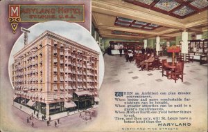 St. Louis Missouri MO Maryland Hotel c1910 Vintage Postcard