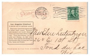 1907 Santa Ana Bridge, Salt Lake Route, Los Angeles Limited, CA Postcard *5Q(2)9