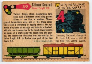 13775 Topps Chewing Gum Card, Railroad Series, No. 39, Steam Locomotive Climax