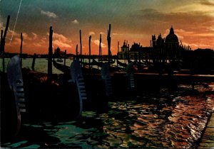 Italy Venezia Sunset Over Pier San Marco
