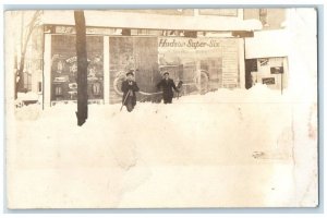 c1910's Winter Snow Scene Hudson Super Six Car Middletown NY RPPC Photo Postcard