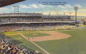 J84/ Cincinnati Ohio Postcard Linen Crosley Field Baseball Stadium 50