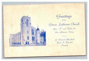 Vintage 1950's Postcard Greetings From Grace Lutheran Church San Antonio Texas