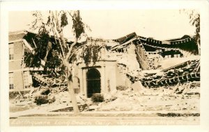 1933 Long Beach California Earthquake damage Jefferson HS RPPC Postcard 25-12285