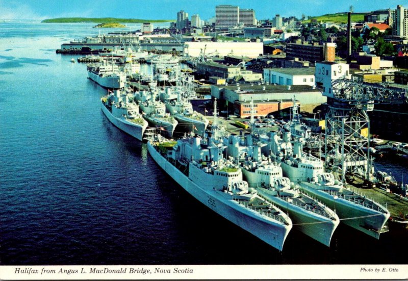 Canada Halifax View From Angus L McDonald Bridge Showing Battleship