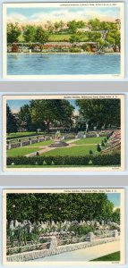 3 Postcards SIOUX FALLS, SD ~ Gardens TERRACE PARK, McKENNAN PARK ca 1940s