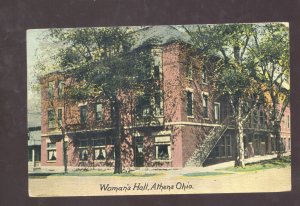 ATHENS OHIO UNIVERSITY WOMANS HALL VINTAGE POSTCARD 1913 WORCESTER MASS.