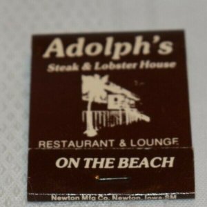 Adolph's Steak and Lobster House Gulf Shores Alabama 20 Strike Matchbook