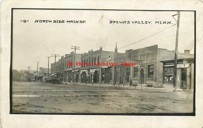 MN, Browns Valley, Minnesota, RPPC,  Main Street, North Side, Photo