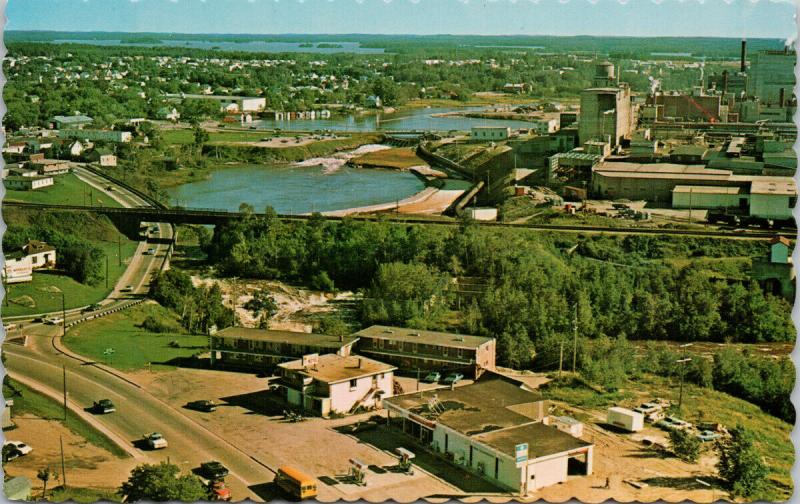 Len Ver Motel & Restaurant Dryden Ontario ON Birdseye UNUSED Postcard D90