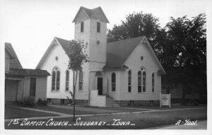 Real Photo Postcard 1st First Baptist Church in Sigourney, Iowa~122147