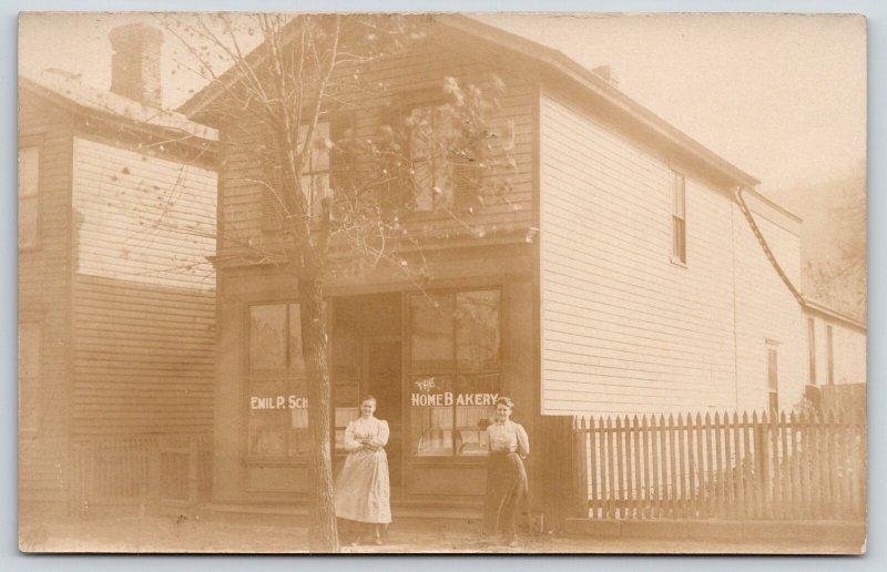 Real Photo Postcard~Ladies in Front of Home Bakery~Emil P Sch* Baker~1908 RPPC