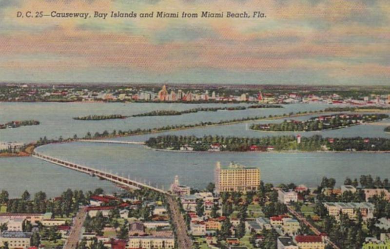 Florida Causeway Bay Islands and Miami From Miami Beach Curteich