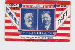 PPC POSTCARD GIVE US ROOSEVELT OR GIVE US TAFT 1908 ELECTION