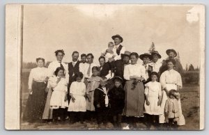 RPPC Large Edwardian Group Family Children Women Men Babies Postcard C41