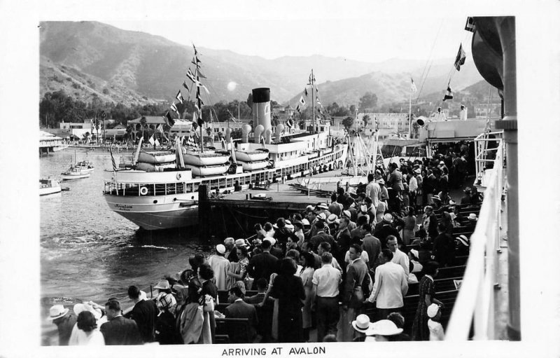 RPPC Steamship Arriving At Avalon, Catalina Island, CA c1940s Vintage Postcard