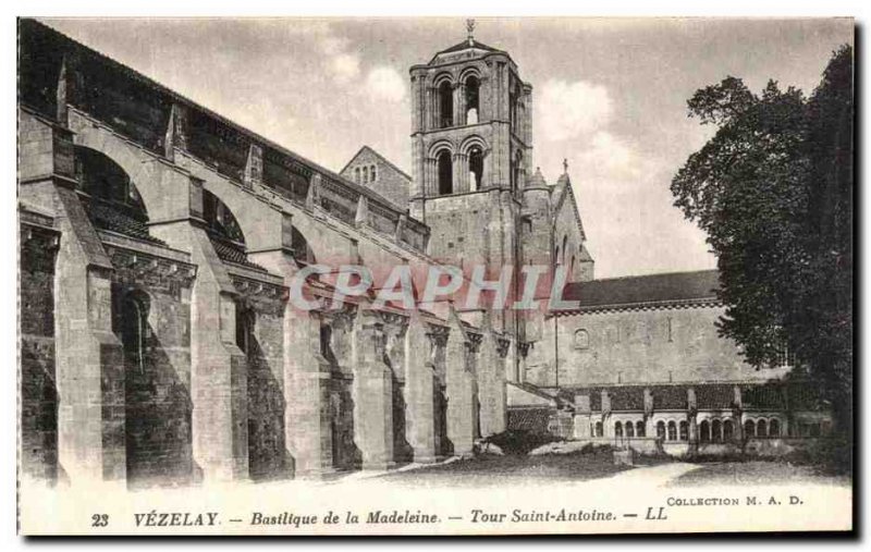 Postcard Old Vezelay Basilica Madeleine Tour Saint Antoine