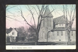 ACKLEY IOWA METHODIST EPISCOPAL CHURCH VINTAGE POSTCARD 1922 SPENCER IA BEVING