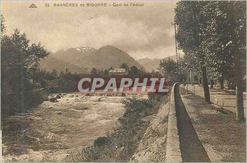 Old Postcard 36 Bagneres de Bigorre dock of Adour