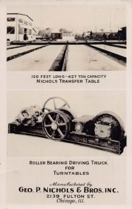 J76/ Chicago Illinois RPPC Postcard c1937 Nichols Railroad Turntable 338