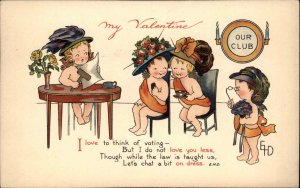 Nister Ethel DeWees Valentine Fantasy Cupids at Public Meeting c1910 Postcard