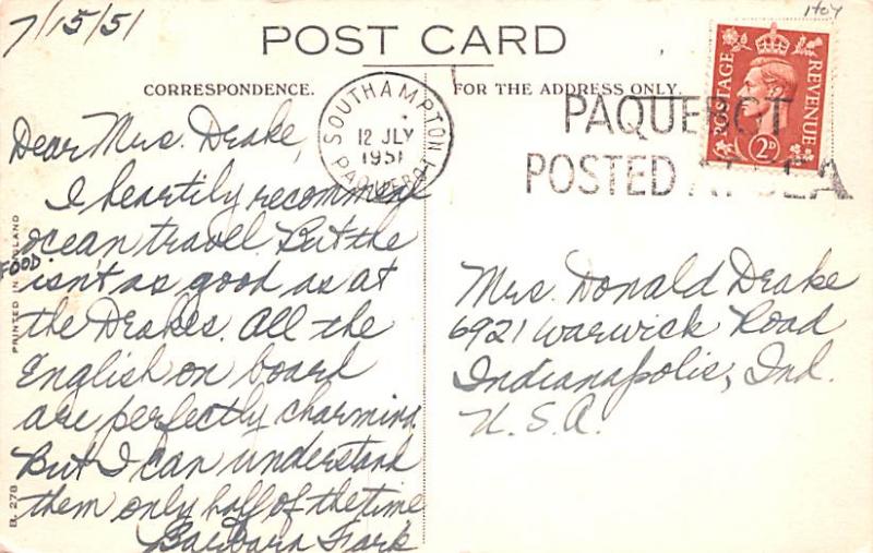 Cunard RMS Queen Elizabeth Ship 1951 