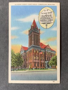 Allegany County Court House Cumberland MD Linen Postcard H1322082923