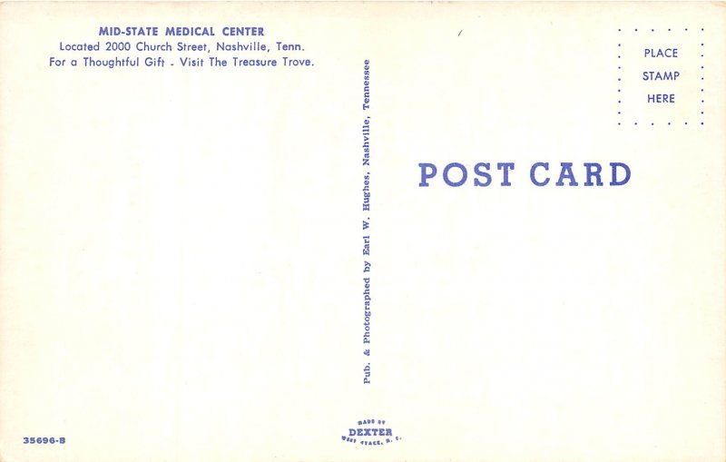 Nashville Tennessee 1960s Postcard Mid-State Medical Center 