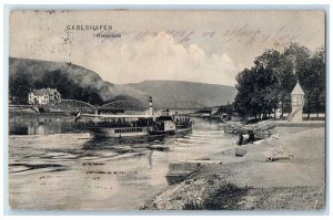 1913 Steamboat Bridge Weserpartie Bad Karlshafen Hesse Germany Postcard